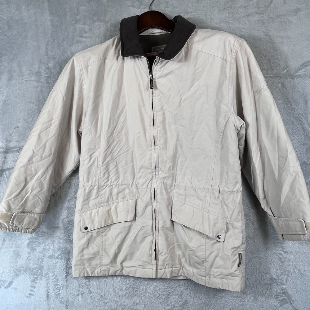 Pacific Trail Womens Petite XS VINTAGE 90s Beige Leather Collar Utility Jacket